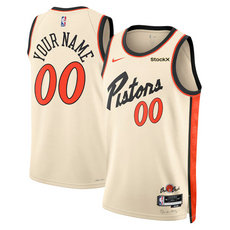Nike Detroit Pistons Custom Cream 2024-25 City Stitched NBA Jersey