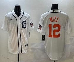 Nike Detroit Tigers #12 Casey Mize White Orange Name arm with patch Authentic Stitched MLB Jersey