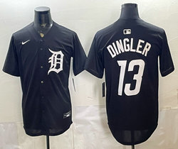 Nike Detroit Tigers #13 Dillon Dingler Black Out Stitched Baseball Jersey