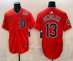 Nike Detroit Tigers #13 Dillon Dingler Orange 2026 Alternate USA 250 Patch Premier Stitched Baseball Jersey