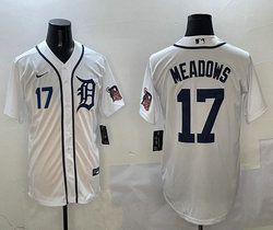 Nike Detroit Tigers #17 Parker Meadows White arm with patch Authentic Stitched MLB Jersey