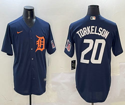 Nike Detroit Tigers #20 Spencer Torkelson Navy arm with patch Authentic Stitched MLB Jersey