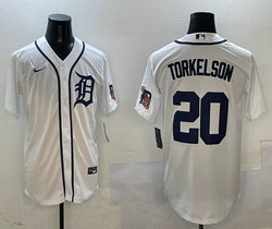 Nike Detroit Tigers #20 Spencer Torkelson White arm with patch Authentic Stitched MLB Jersey