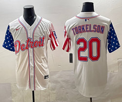 Nike Detroit Tigers #20 Spencer Torkelson White flag Red Number Joint MLB Jersey