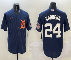 Nike Detroit Tigers #24 Miguel Cabrera Navy arm with patch Authentic Stitched MLB Jersey