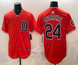 Nike Detroit Tigers #24 Miguel Cabrera Orange Arm with Logo Authentic Stitched MLB Jersey
