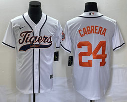 Nike Detroit Tigers #24 Miguel Cabrera White Joint Stitched MLB Jersey