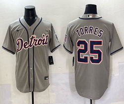 Nike Detroit Tigers #25 Gleyber Torres Gray Authentic Stitched MLB Jersey