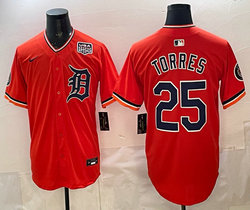 Nike Detroit Tigers #25 Gleyber Torres Orange 2026 USA 250 Patch Authentic Stitched MLB Jersey