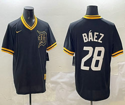 Nike Detroit Tigers #28 Javier Baez Black Pullover Authentic Stitched MLB Jersey