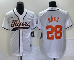 Nike Detroit Tigers #28 Javier Baez White Joint Stitched MLB Jersey