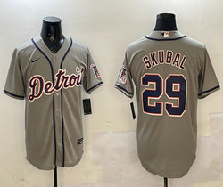 Nike Detroit Tigers #29 Tarik Skubal Gray arm with patch Authentic Stitched MLB Jersey