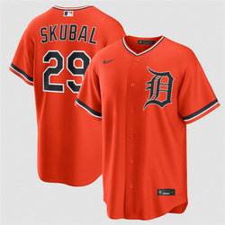 Nike Detroit Tigers #29 Tarik Skubal Orange Authentic Stitched MLB Jersey