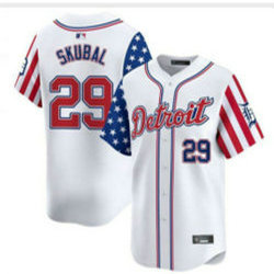 Nike Detroit Tigers #29 Tarik Skubal White 1(I) flag Red Number Joint MLB Jersey