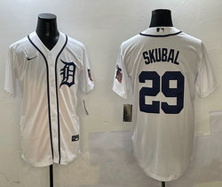 Nike Detroit Tigers #29 Tarik Skubal White arm with patch Authentic Stitched MLB Jersey