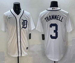 Nike Detroit Tigers #3 Alan Trammell White  Authentic Stitched MLB Jersey