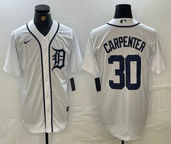 Nike Detroit Tigers #30 Kerry Carpenter White Game Authentic Stitched MLB Jersey