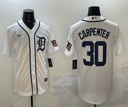 Nike Detroit Tigers #30 Kerry Carpenter White arm with patch Authentic Stitched MLB Jersey