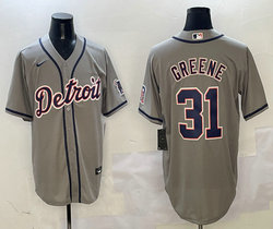 Nike Detroit Tigers #31 Riley Greene Gray arm with patch Authentic Stitched MLB Jersey