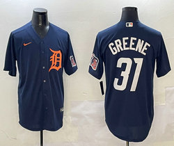 Nike Detroit Tigers #31 Riley Greene Navy arm with patch Authentic Stitched MLB Jersey