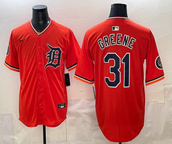 Nike Detroit Tigers #31 Riley Greene Orange Arm with Logo Authentic Stitched MLB Jersey