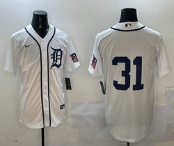 Nike Detroit Tigers #31 Riley Greene White arm with patch Authentic Stitched MLB Jersey