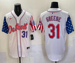 Nike Detroit Tigers #31 Riley Greene White flag Red Number Joint MLB Jersey