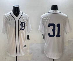 Nike Detroit Tigers #31 Riley Greene White no name Authentic Stitched MLB Jersey