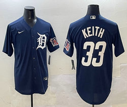 Nike Detroit Tigers #33 Colt Keith Navy arm with patch white logo Jersey