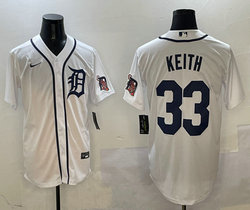 Nike Detroit Tigers #33 Colt Keith White arm with patch Authentic Stitched MLB Jersey
