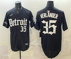 Nike Detroit Tigers #35 Justin Verlander Black Motor Gothic Edition Vapor Premier Baseball Jersey