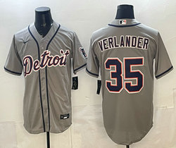 Nike Detroit Tigers #35 Justin Verlander Gray Authentic Stitched MLB Jersey