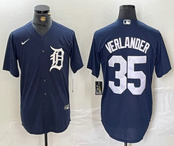 Nike Detroit Tigers #35 Justin Verlander Navy Game Authentic Stitched MLB Jersey