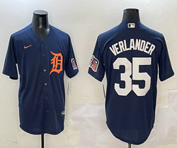 Nike Detroit Tigers #35 Justin Verlander Navy arm with patch Authentic Stitched MLB Jersey
