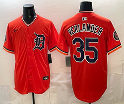 Nike Detroit Tigers #35 Justin Verlander Orange Arm with Logo Authentic Stitched MLB Jersey
