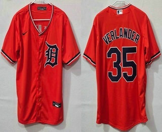 Nike Detroit Tigers #35 Justin Verlander Orange Authentic Stitched MLB Jersey