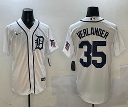 Nike Detroit Tigers #35 Justin Verlander White arm with patch Authentic Stitched MLB Jersey