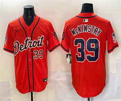 Nike Detroit Tigers #39 Zach McKinstry Orange With Patch Vapor Premier Baseball Jersey