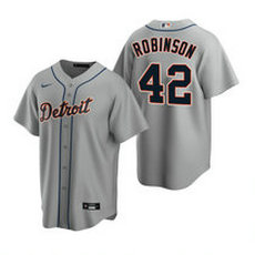 Nike Detroit Tigers #42 Jackie Robinson Gray Game Authentic Stitched MLB Jersey