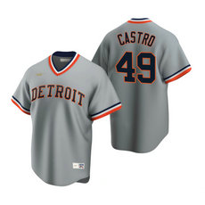 Nike Detroit Tigers #49 Willi Castro Gray Cooperstown Collection Authentic Stitched MLB Jersey