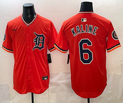 Nike Detroit Tigers #6 Al Kaline Orange Arm with Logo Authentic Stitched MLB Jersey