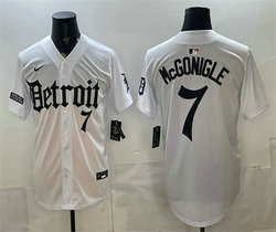 Nike Detroit Tigers #7 Kevin McGonigle 2026 White Motor Gothic Edition Premier Jersey