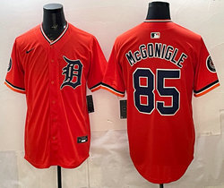 Nike Detroit Tigers #85 Kevin McGonigle Orange Arm with Logo Authentic Stitched MLB Jersey