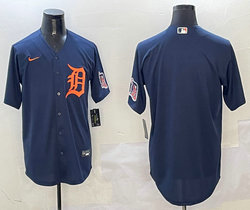Nike Detroit Tigers Blank Navy arm with patch Authentic Stitched MLB Jersey