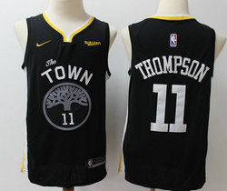 Nike Golden State Warriors #11 Klay Thompson Black 2019 Game With Advertising Authentic Stitched NBA Jersey