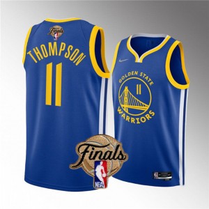 Nike Golden State Warriors #11 Klay Thompson Blue 2022 Finals Authentic Stitched NBA jersey