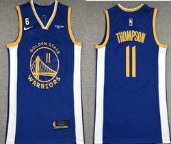 Nike Golden State Warriors #11 Klay Thompson Blue 6 Patch 2022-23 With Advertising jersey