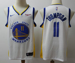 Nike Golden State Warriors #11 Klay Thompson White 2019 Game With Advertising Authentic Stitched NBA Jersey