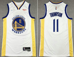 Nike Golden State Warriors #11 Klay Thompson White 75th anniversary With Advertising Authentic Stitched NBA jersey