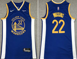 Nike Golden State Warriors #22 Andrew Wiggins Blue 75th anniversary With Advertising Authentic Stitched NBA jersey